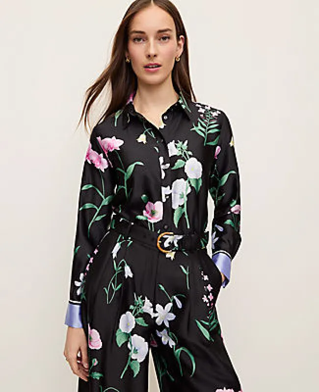 Ann Taylor Floral Satin Essential Shirt made by Ann Taylor