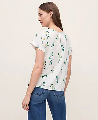Ann Taylor Floral Mixed Media Crew Neck Tee sold by Ann Taylor product image thumbnail 2