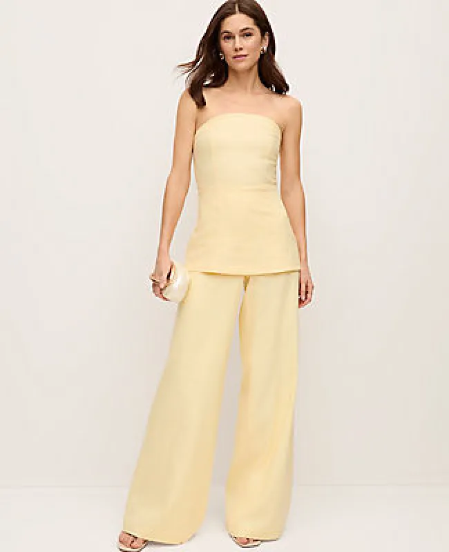 Ann Taylor The Petite Statement Palazzo Pant in Linen Blend sold by Ann Taylor