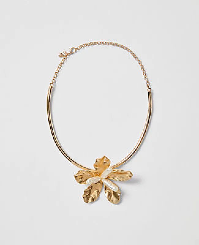 Ann Taylor Flower Statement Cuff Necklace made by Ann Taylor