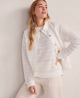 Ann Taylor Haven Well Within Cotton Linen Stitched Crewneck sold by Ann Taylor