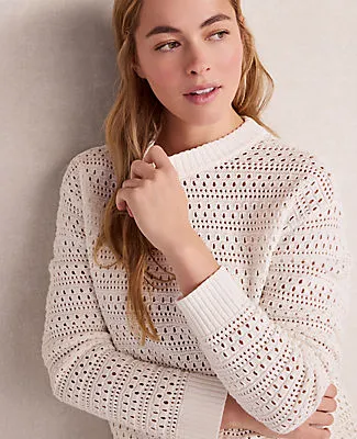 Ann Taylor Haven Well Within Cotton Linen Stitched Crewneck sold by Ann Taylor product image thumbnail 2