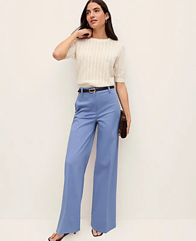 Ann Taylor The Petite Wide-Leg Pant in Cotton Blend made by Ann Taylor
