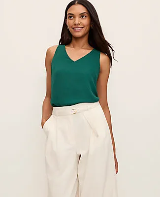 Ann Taylor Petite Mixed Media V-Neck Shell Top sold by Ann Taylor