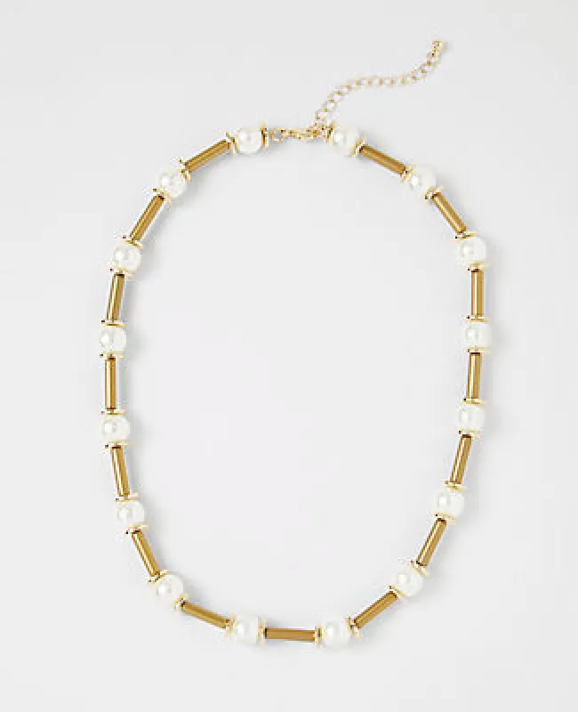 Ann Taylor Pearl Tube Necklace made by Ann Taylor