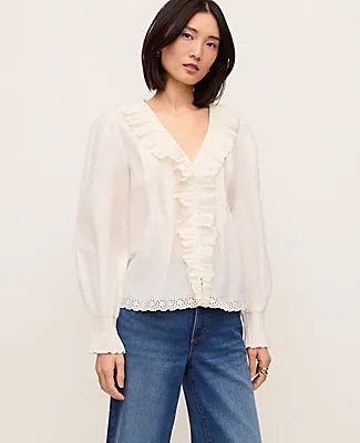 Ann Taylor Ruffle Trim Blouse sold by Ann Taylor