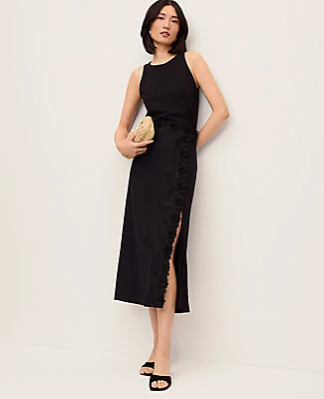 Ann Taylor Lace Trim Linen Blend Midi Skirt sold by Ann Taylor