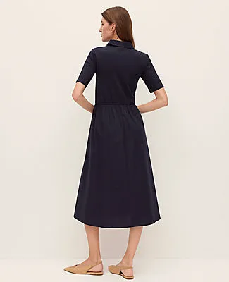 Ann Taylor Weekend Collection Collared Mixed Media Midi Dress sold by Ann Taylor product image thumbnail 2