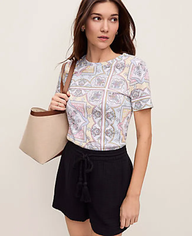 Ann Taylor Tile Print Crew Neck Tee made by Ann Taylor