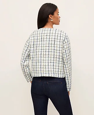 Ann Taylor The Petite Crew Neck Jacket in Plaid sold by Ann Taylor product image thumbnail 2