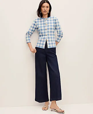 Ann Taylor Gingham Jacquard Sweater Jacket sold by Ann Taylor product image thumbnail 3