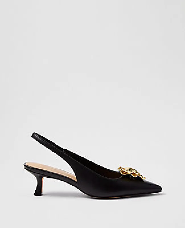 Ann Taylor Flower Leather Slingback Pump sold by Ann Taylor
