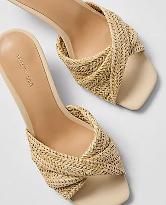 Ann Taylor Straw Kitten Heel Mule Sandal sold by Ann Taylor