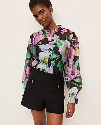 Ann Taylor Floral Ruffle Trim Blouse sold by Ann Taylor product image thumbnail 3