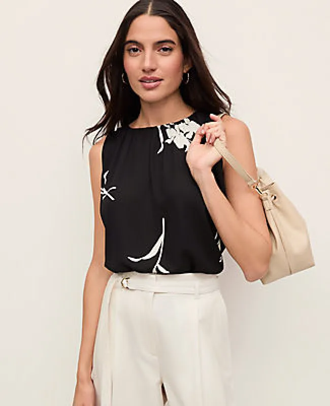 Ann Taylor Floral Mixed Media Gathered Top made by Ann Taylor