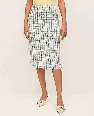 Ann Taylor The Petite Column Midi Skirt in Plaid Tweed sold by Ann Taylor product image thumbnail 2