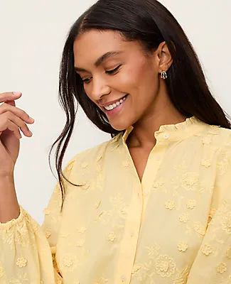 Ann Taylor Embroidered Ruffle Collar Shirt sold by Ann Taylor