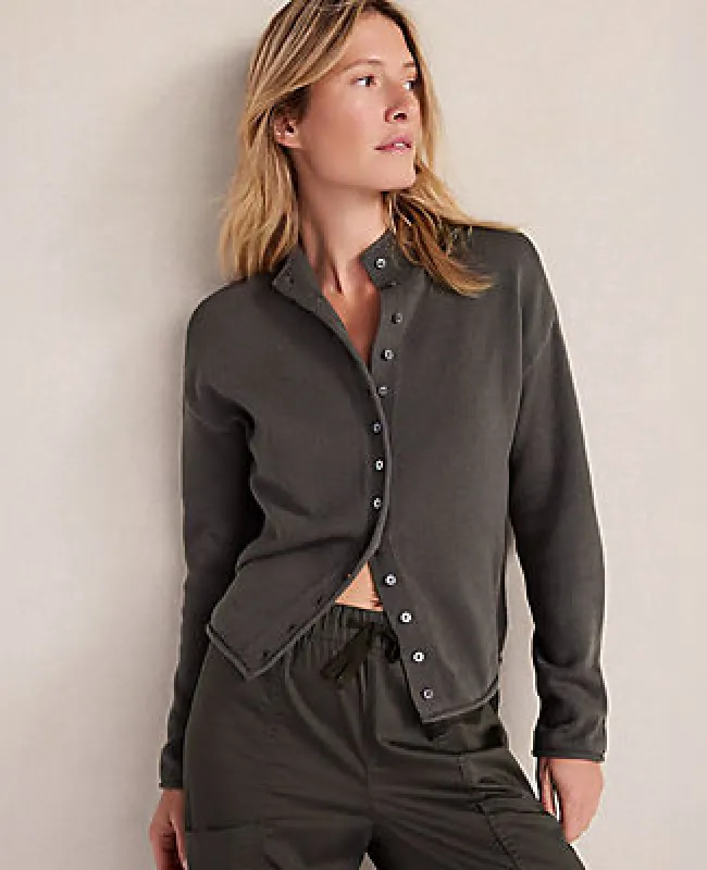 Ann Taylor Haven Well Within Organic Cotton Roll Neck Cardigan sold by Ann Taylor