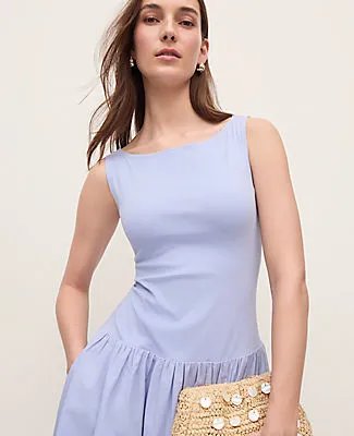 Ann Taylor Mixed Media Boatneck Midi Dress sold by Ann Taylor