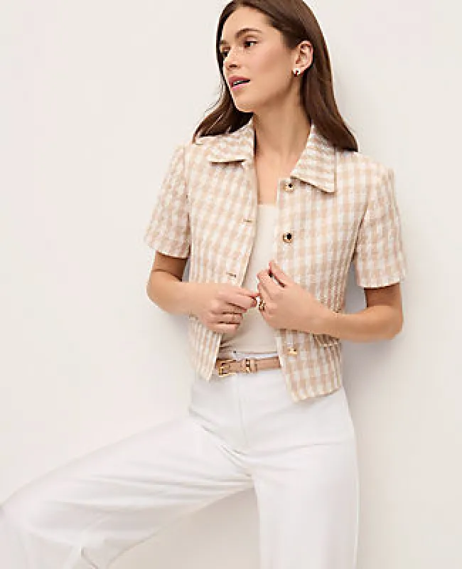 Ann Taylor Houdstooth Tweed Jacket made by Ann Taylor