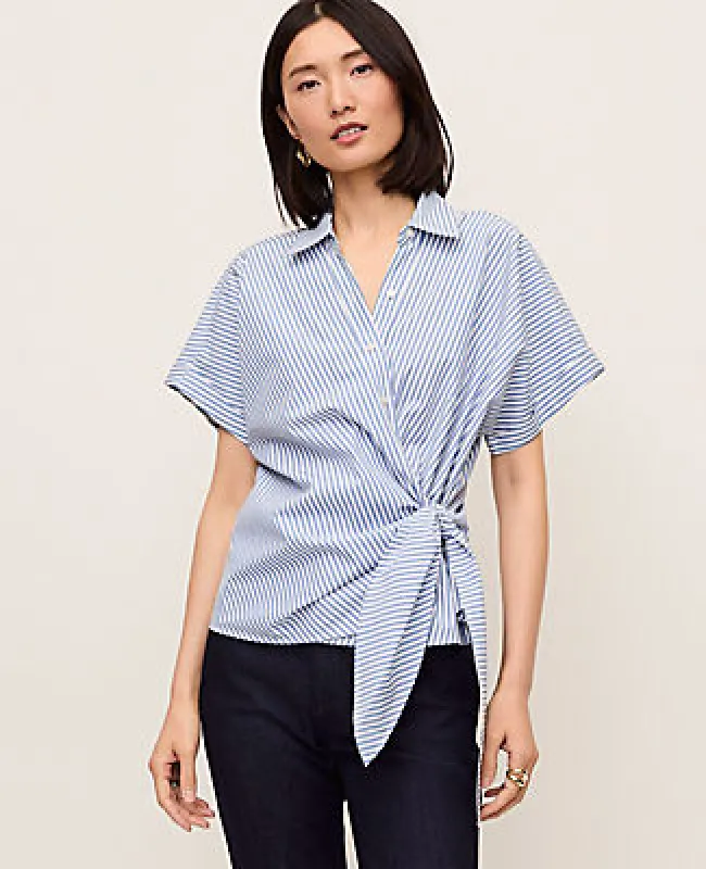 Ann Taylor Striped Tie Waist Shirt sold by Ann Taylor