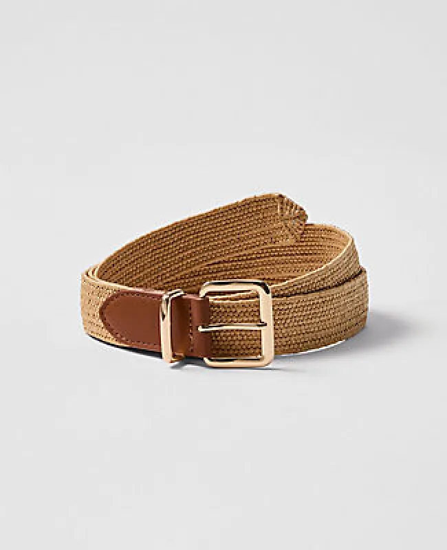 Ann Taylor Straw Square Buckle Belt made by Ann Taylor