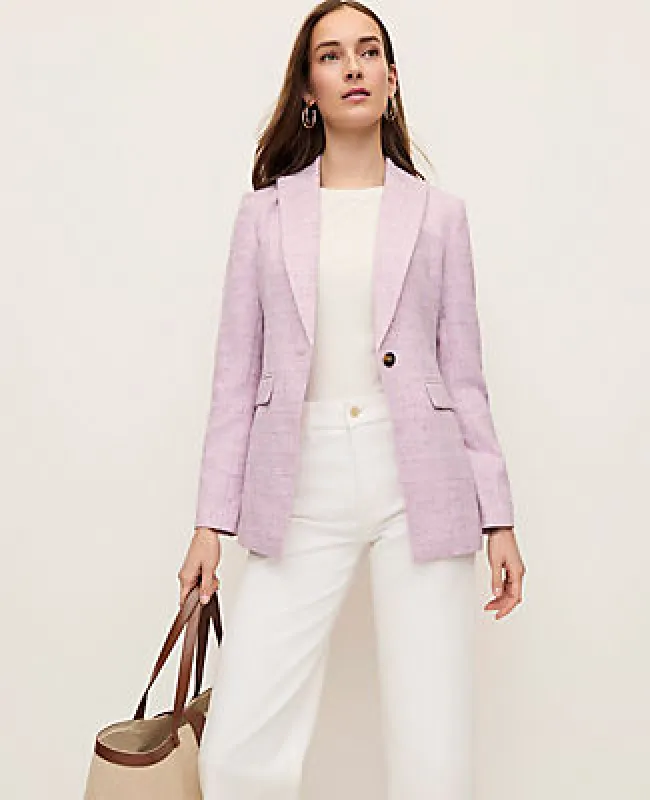 Ann Taylor The Long One Button Blazer in Tweed sold by Ann Taylor