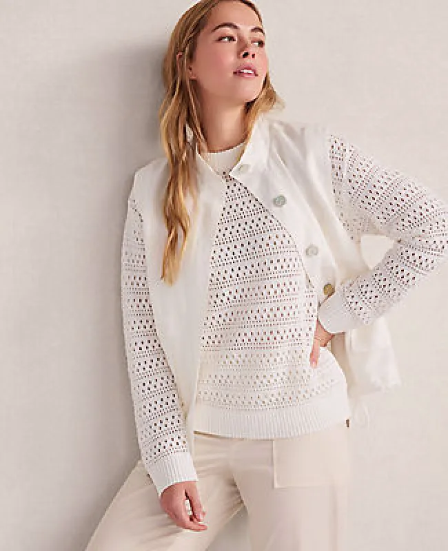 Ann Taylor Haven Well Within Cotton Linen Stitched Crewneck made by Ann Taylor