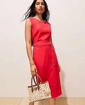 Ann Taylor Petite Belted Midi Pencil Skirt in Linen Blend sold by Ann Taylor product image thumbnail 4