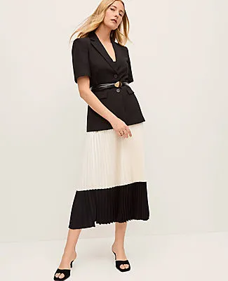 Ann Taylor Petite Colorblock Pleated Midi Skirt sold by Ann Taylor