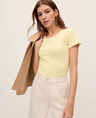 Ann Taylor Weekend Collection Lace Trim Pointelle Tee sold by Ann Taylor