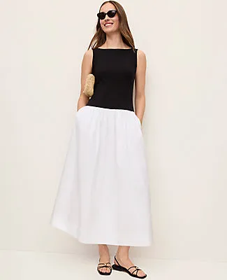 Ann Taylor Mixed Media Boatneck Midi Dress sold by Ann Taylor