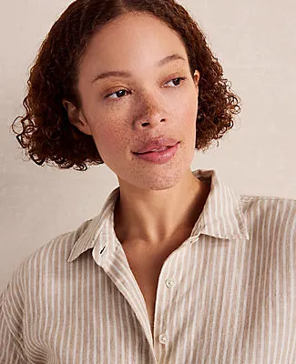 Ann Taylor Haven Well Within The Daily Shirt in Everweave Linen Stripe sold by Ann Taylor product image thumbnail 3