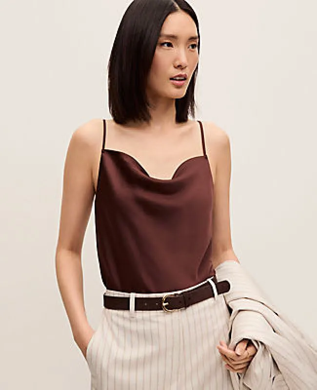 Ann Taylor Satin Cowl Neck Tank Top made by Ann Taylor