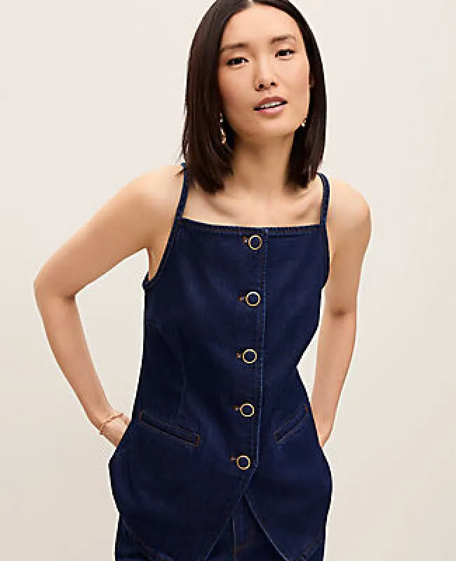Ann Taylor Strappy Denim Vest Top made by Ann Taylor
