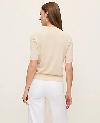 Ann Taylor Shell Top Button Short Sleeve Linen Cardigan sold by Ann Taylor product image thumbnail 2