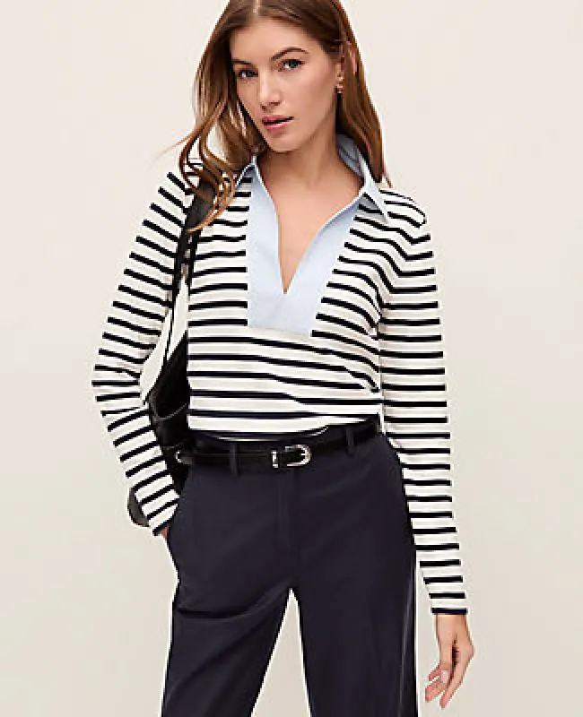 Ann Taylor Weekend Collection Striped Mixed Media Top made by Ann Taylor