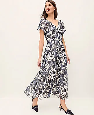 Ann Taylor Petite Floral Flutter Sleeve Midi Dress sold by Ann Taylor