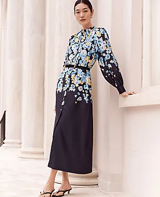 Ann Taylor Petite Floral Satin Midi Shirtdress sold by Ann Taylor product image thumbnail 3