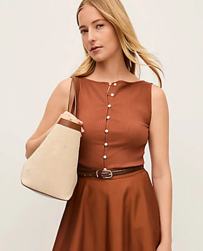 Ann Taylor Ribbed Sleeveless Button Top made by Ann Taylor