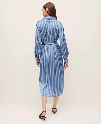 Ann Taylor Petite Striped Satin Midi Shirtdress sold by Ann Taylor product image thumbnail 2