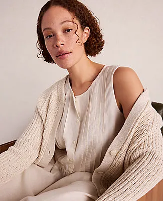 Ann Taylor Haven Well Within Cotton Tape Yarn V-Neck Cardigan sold by Ann Taylor product image thumbnail 2