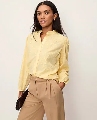 Ann Taylor Embroidered Ruffle Collar Shirt sold by Ann Taylor product image thumbnail 3