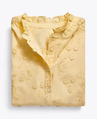 Ann Taylor Embroidered Ruffle Collar Shirt sold by Ann Taylor product image thumbnail 4