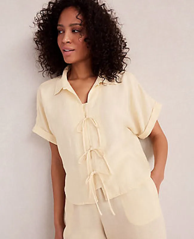Ann Taylor Haven Well Within Linen Tie-Front Top made by Ann Taylor