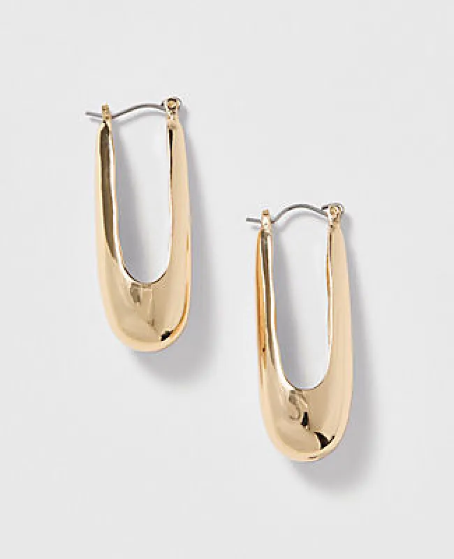 Ann Taylor Elongated Metal Hoop Earrings sold by Ann Taylor