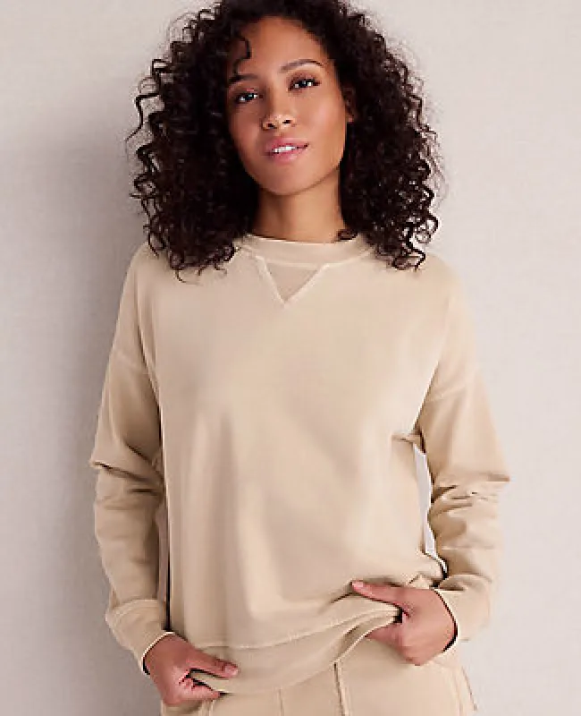 Ann Taylor Haven Well Within Garment-Dyed Organic Cotton Terry Crewneck sold by Ann Taylor