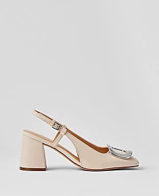 Ann Taylor Patent Block Heel Buckle Slingback Pump sold by Ann Taylor