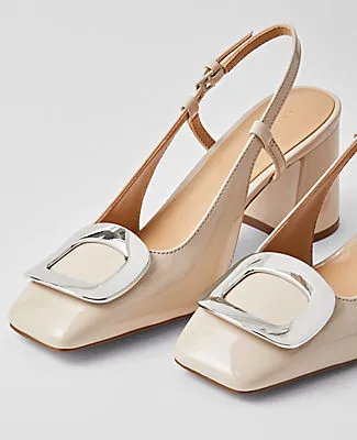 Ann Taylor Patent Block Heel Buckle Slingback Pump sold by Ann Taylor product image thumbnail 2
