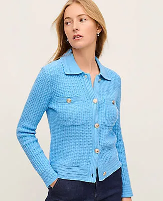 Ann Taylor Textured Stitch Sweater Jacket sold by Ann Taylor product image thumbnail 3